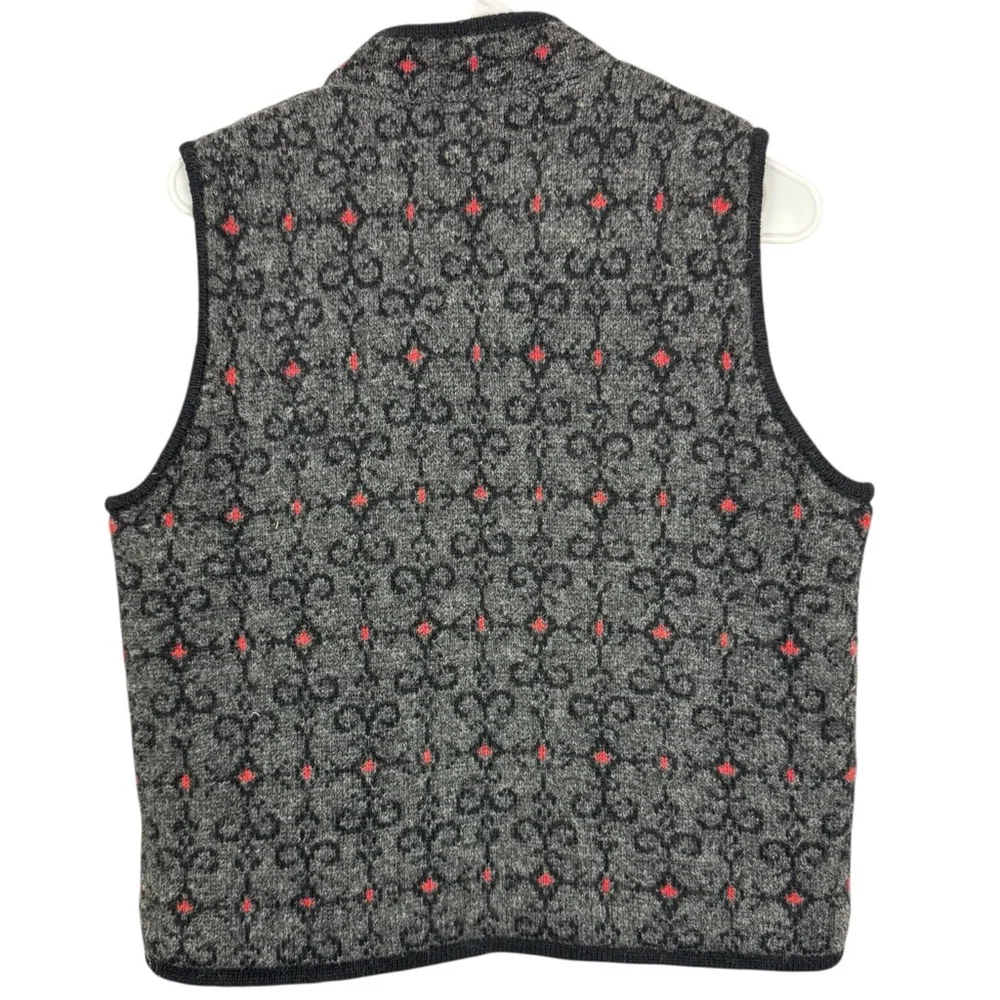 Icelandic Design floral embroidered wool blend zip-front vest S - Picture 2 of 7